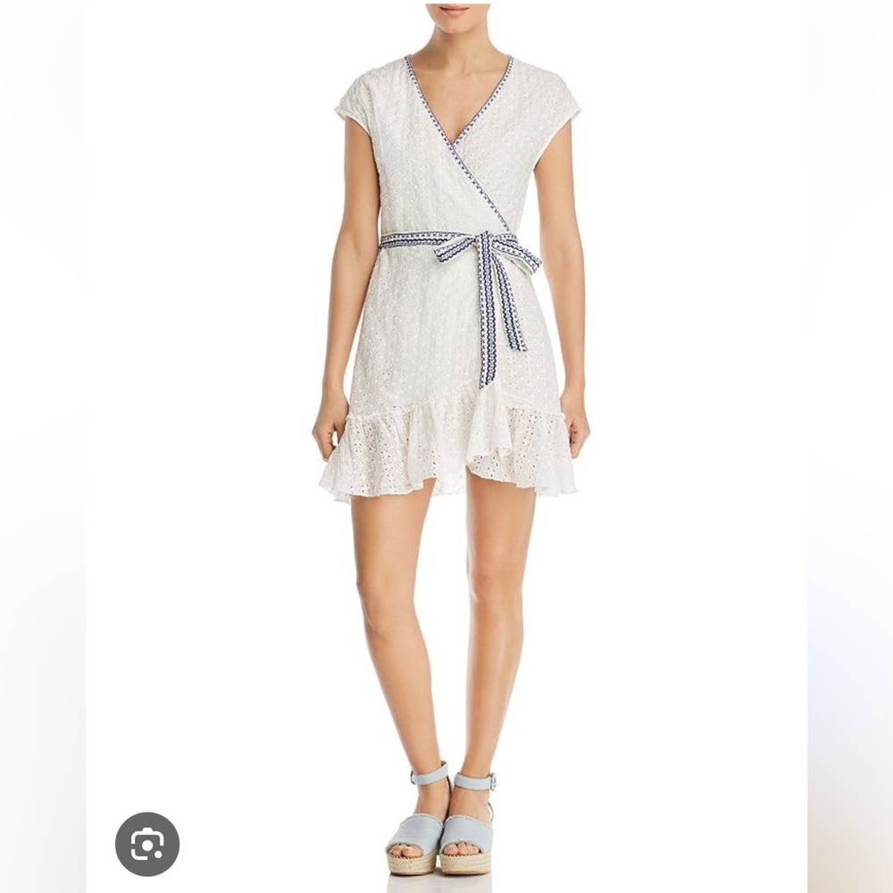 • Johnny Was Jade • Leafar White Silk Cotton Lined Eyelet Wrap Dress Large